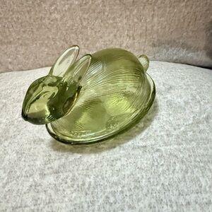 Green Glass Bunny on Nest